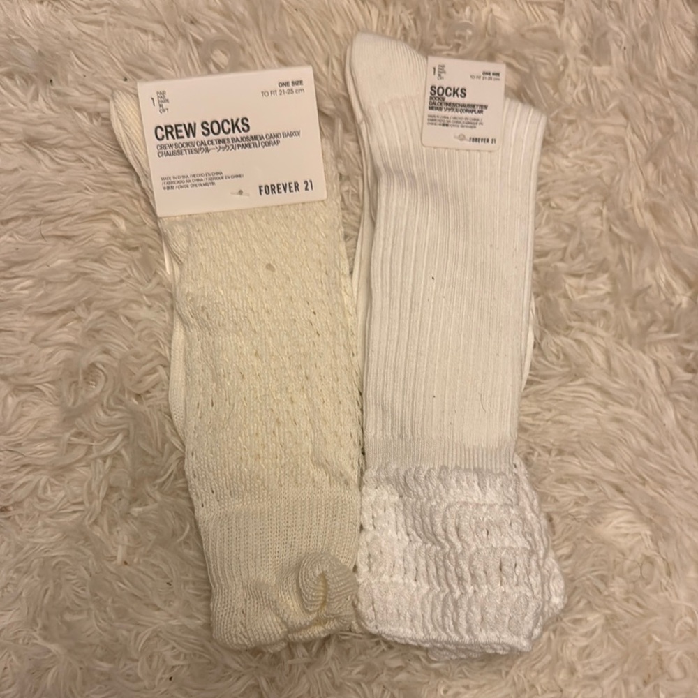 Forever 21 Casual White and Cream Socks